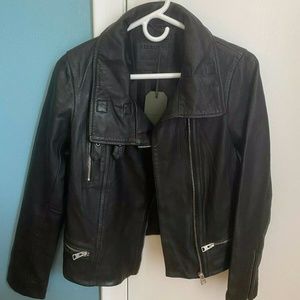 NWT - All Saints Bales Leather Jacket, Size 6 US